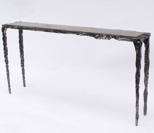 Traditional sideboard table - ANNETTE - Atelier Stefan Leo - glass / iron / shagreen