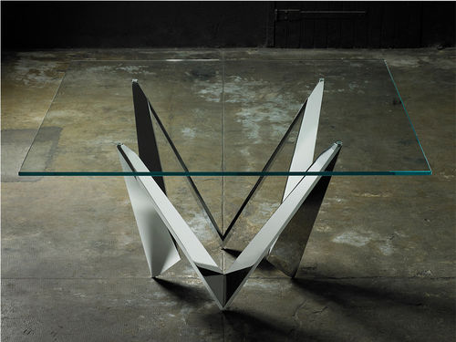 Contemporary dining table - STARLIGHT - picassette - tempered glass / metal base / rectangular