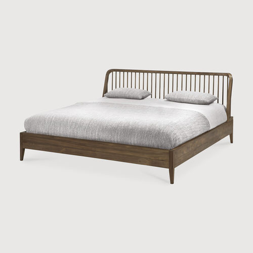 Double bed - Spindle - ETHNICRAFT - contemporary / upholstered / with headboard
