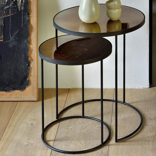 Contemporary nesting tables - 20702 - ETHNICRAFT - metal / metal base / round