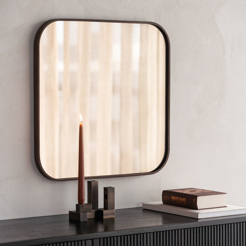 Wall-mounted mirror - Camber  - ETHNICRAFT - contemporary / square / walnut