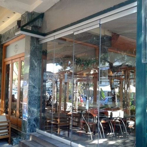 Panel curtain wall - Atrio Glass Doors - aluminum and glass / decorative / transparent
