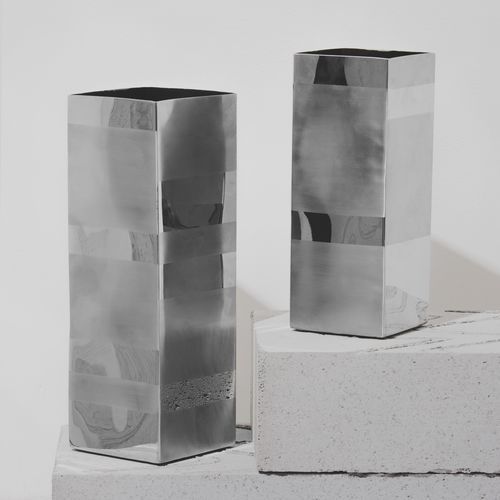Contemporary vase - ETTA - Aura London - stainless steel / silver-colored