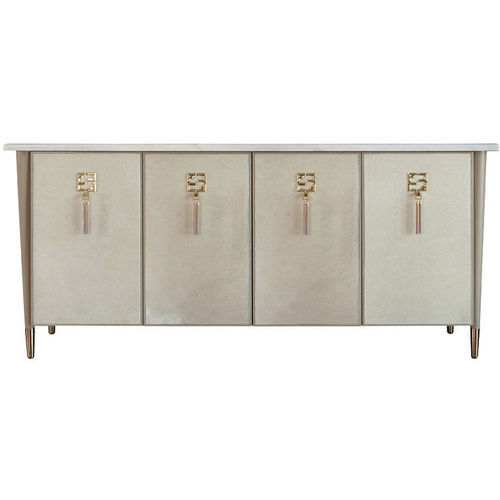 Contemporary sideboard - Pony - Fertini Casa - wooden / leather / marble