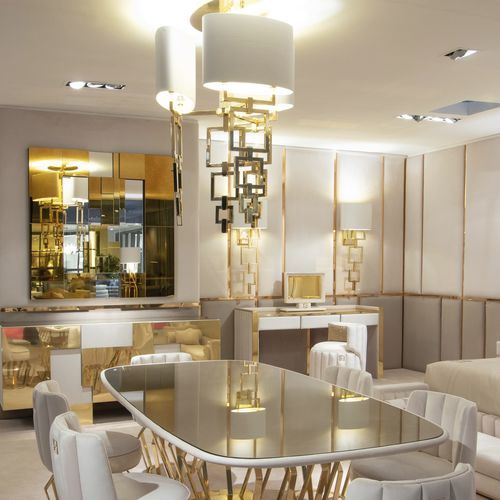 Pendant lamp - Signature - Fertini Casa - metal / brass / silk