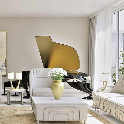 Contemporary coffee table - Tuscany - Fertini Casa - leather / marble / solid wood base