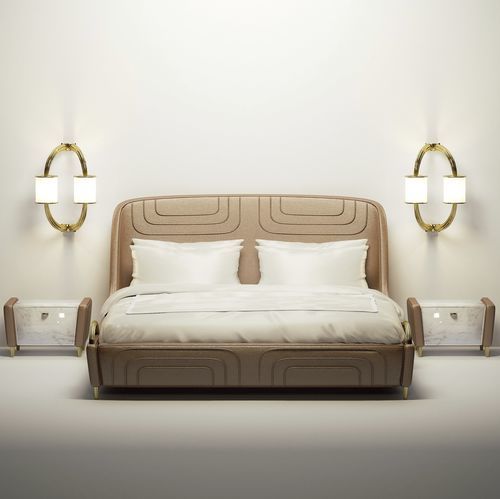 Double bed - Tuscany - Fertini Casa - contemporary / upholstered / with headboard