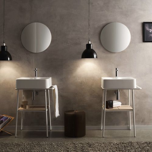 Free-standing washbasin cabinet - FUJI - NOVEL BATHROOM FURNITURE - solid wood / ceramic / metal