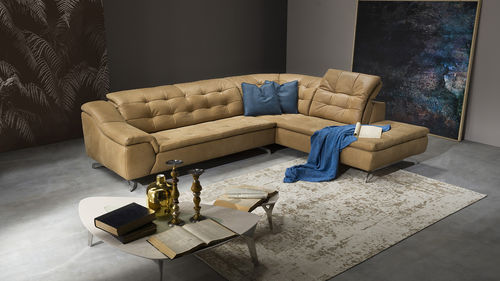 Corner sofa - CLOUD - Rossini - contemporary / leather / with headrest