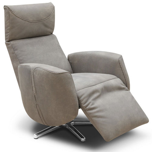 Contemporary armchair - LINCOLN - Rossini - leather / with footrest / with reclining back