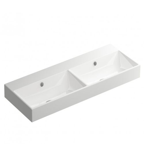 Wall-mounted washbasin - BDS-FUN-704-A-WH - BAGNODESIGN - ceramic / double / rectangular