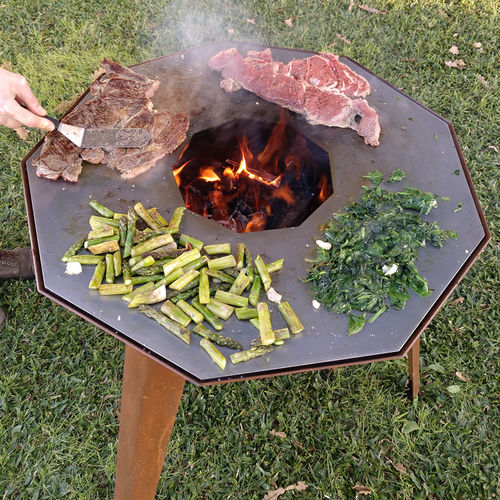 Wood-burning grill - Nove  - Carawela - floor-standing