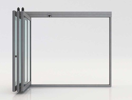 Folding partition - FB FR - Salinox - with glass panel / aluminum / commercial