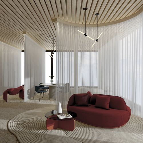 Plain sheer curtain fabric - STYLO  - FR-One - polyester / washable / transparent