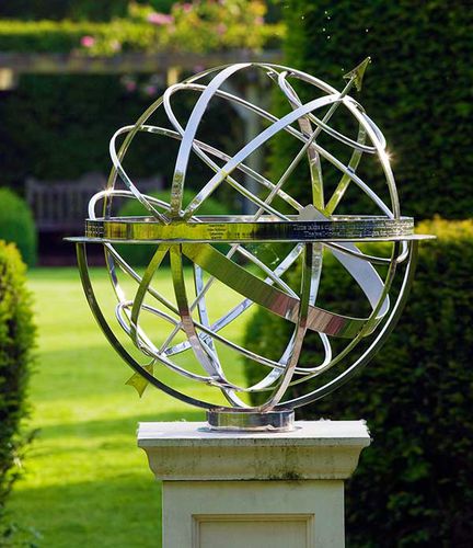 Stainless Steel Sculpture Armillary Sphere David Harber Garden For Public Spaces Stainless Steel Sculpture Armillary, Garden Armillary Sphere