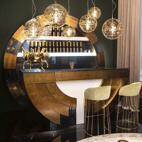 Bar counter - PlusObject - glass / semicircular / upright