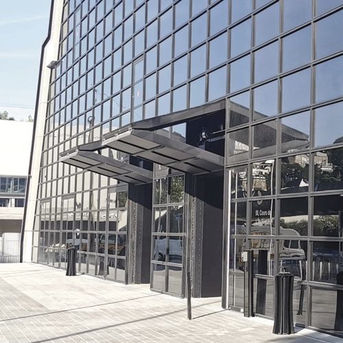 Entry door - LPF 220 - Soltec - glass / metal / steel