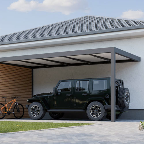 Self-supporting pergola - F170 - Soltec - aluminium / stainless steel / sun shade louvers