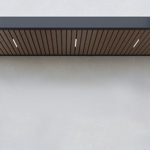 Entryway canopy - S1 - Soltec - wooden / aluminium / with metal covering