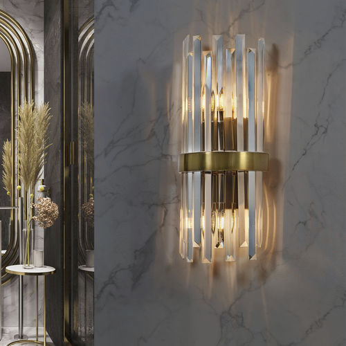 Contemporary wall light - LIBERTE - K-LIGHTING - indoor / stainless steel / crystal