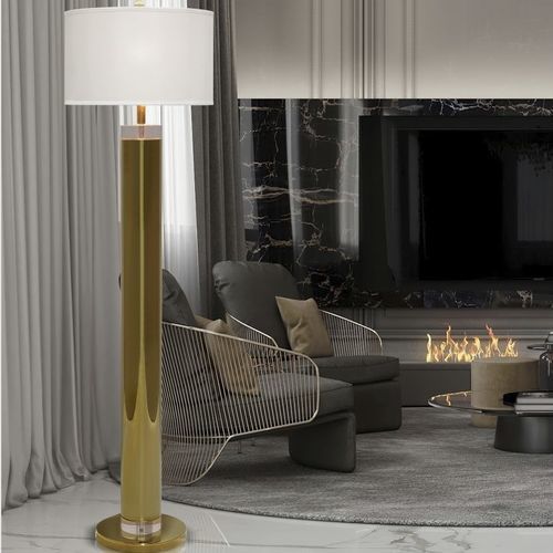 Floor-standing lamp - METANIRA - K-LIGHTING - stainless steel / crystal / fabric