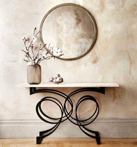 Traditional sideboard table - Versailles - TOM FAULKNER - glass / marble / steel base