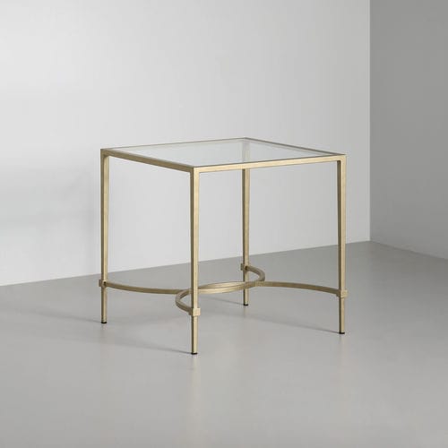 Contemporary side table - Hanover - TOM FAULKNER - glass / marble / steel base