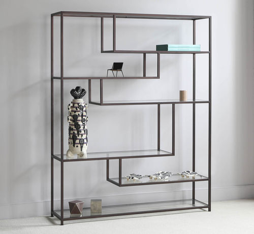 Contemporary shelf - Melrose - TOM FAULKNER - stainless steel / glass / brown