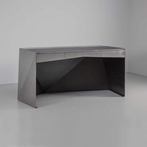 Contemporary desk - Balzac - TOM FAULKNER - walnut / leather / straight