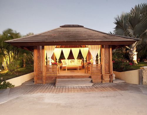Teak gazebo - 20M2 - Teck Time - wooden roof / wooden frame / for hotel