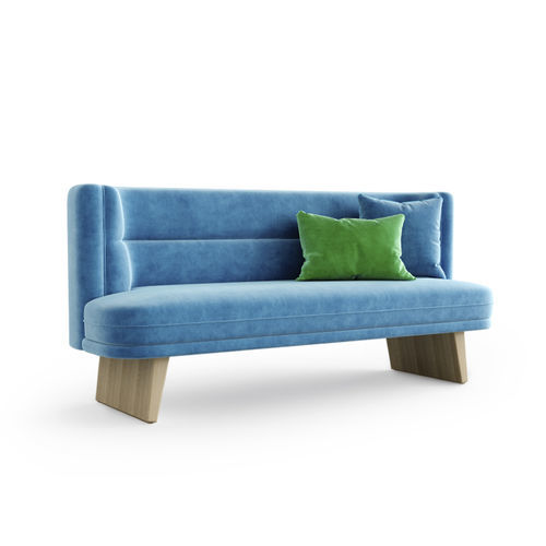 Contemporary upholstered bistro bench - ELVIE - arianeske - fabric / synthetic leather / wooden base