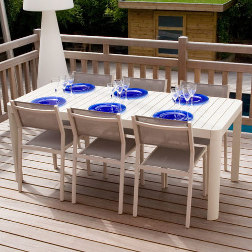 Contemporary dining table - CALYPSO - Ezeis - aluminum / aluminum base / rectangular