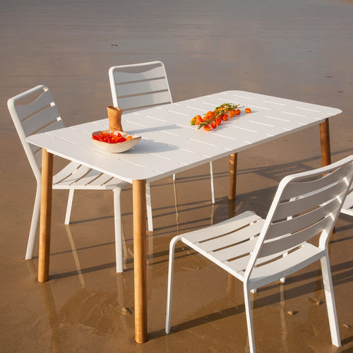Contemporary dining table - ALICANTE - Ezeis - aluminum / teak base / rectangular
