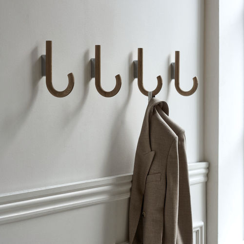Contemporary coat hook - Gejst - brass / chrome / oak