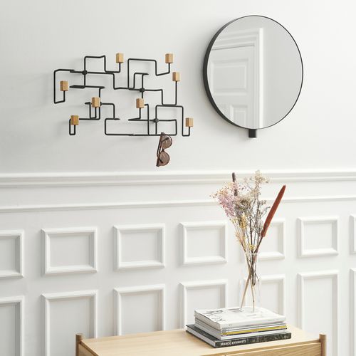 Wall-mounted mirror - KOLLAGE - Gejst - contemporary / round / oak