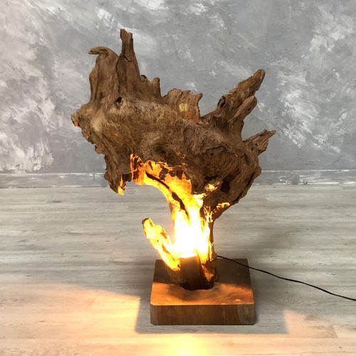 Floor lamp - TOSCANA - ARRELART - teak / organic design / corded