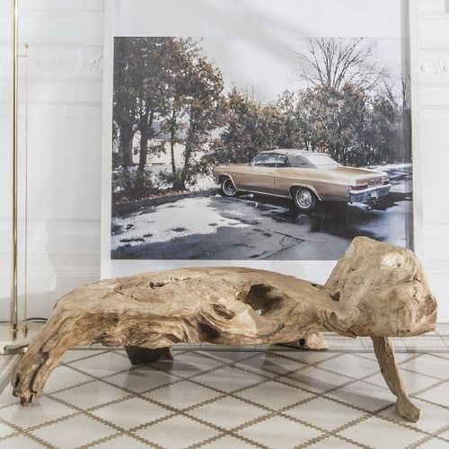 Organic design bench DUNIA ARRELART teak / without backrest