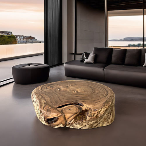 Contemporary coffee table - GANDA - ARRELART - solid wood / tropical wood / satin varnished wood