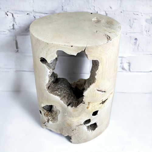 Contemporary stool - TABU66 - ARRELART - teak / teak base / handmade