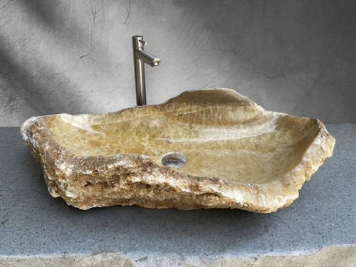 Countertop washbasin - BOLONIA - ARRELART - onyx / handmade / organic