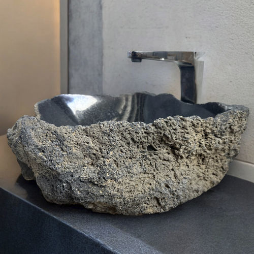 Countertop washbasin - DIAMOMD - ARRELART - natural stone / lava / handmade