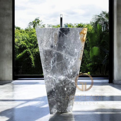 Free-standing washbasin - SANTORINI - ARRELART - marble / handmade / square