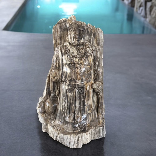 Petrified wood sculpture - BUDDHA - ARRELART - outdoor / handmade / garden
