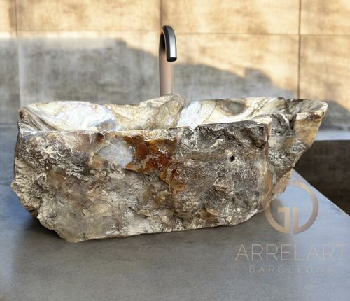 Countertop washbasin - PW-12 - ARRELART - petrified wood / handmade / organic