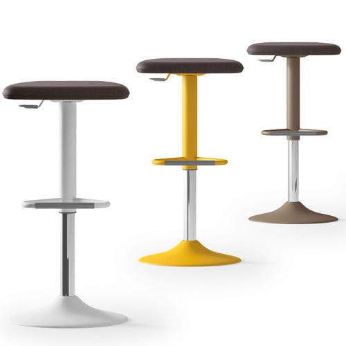 Contemporary bar stool - UPPER - ARTE & D SRL - synthetic leather / textile / painted steel base