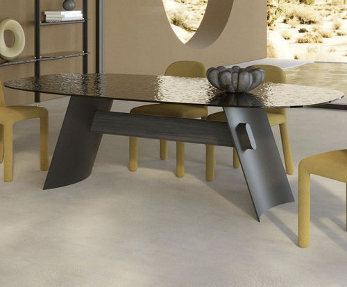 Contemporary table - Wave - Nature Design - glass / ceramic / marble