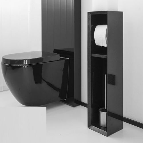 Floor-mounted toilet paper dispenser - Luis Design - granite / black
