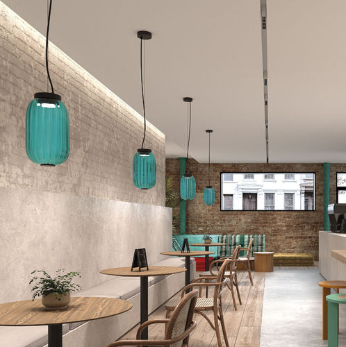Pendant lamp - Krista - Novolux Lighting - steel / glass / wood