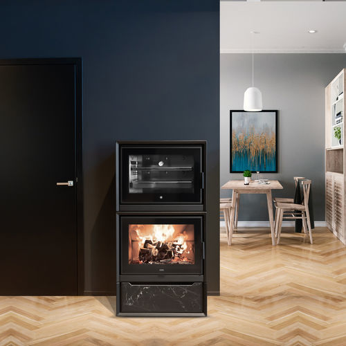Wood heating stove - KUOKI - Klover - 10 kW...20 kW / free-standing / contemporary