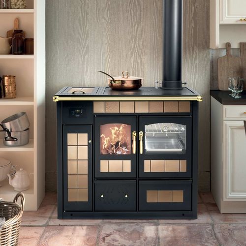 Boiler range cooker - TERMOCUCINA K-KP - Klover - wood / 1 burner / 1 oven